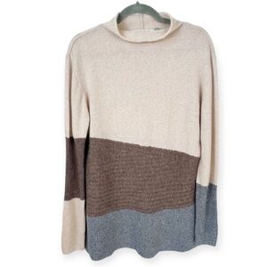 Stitch & Needle 100% Cashmere Sweater Tan Brown Gray Small Modern